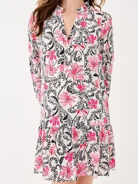 Lilly Pulitzer Floral V-Neck Evaline Silk Dress